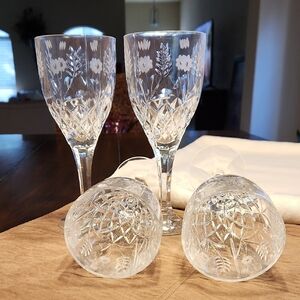 Elegant Godinger Crystal "Stephanie" Wine Glass Set of 4